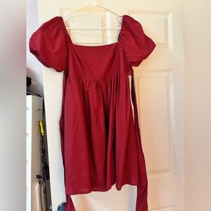 Red Puff Sleeve Dress